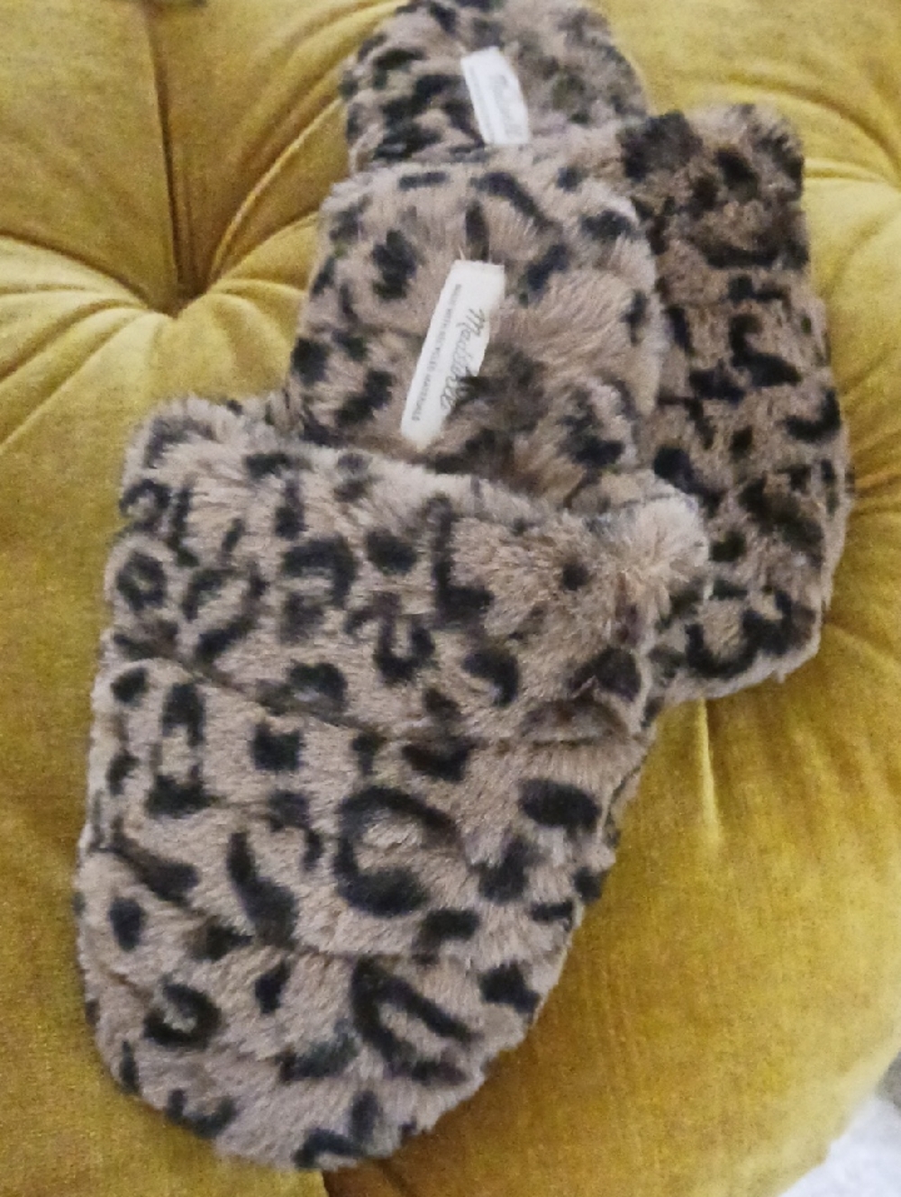 Madewell Leopard Furry Fuzzy Slippers Sz 5